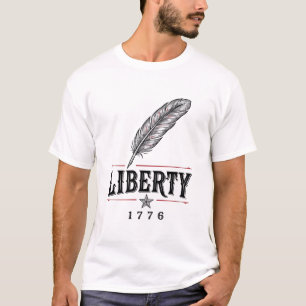 Frihet 1776 Patriotisk Fjäder Vektor Design_1 T Shirt