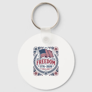 Frihet 1776 Patriotisk Vintage Flagga Blommig Tröj Nyckelring