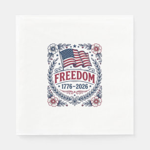 Frihet 1776 Patriotisk Vintage Flagga Blommig Tröj Pappersservett
