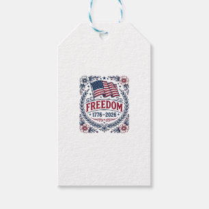 Frihet 1776 Patriotisk Vintage Flagga Blommig Tröj Presentetikett