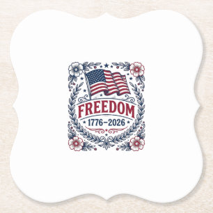 Frihet 1776 Patriotisk Vintage Flagga Blommig Tröj Underlägg Papper