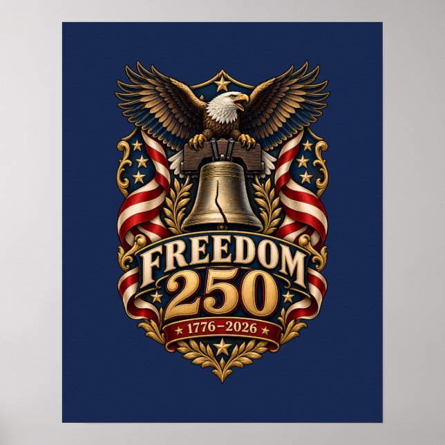 Frihet 250 Liberty Bell Eagle Navy Affisch (Framsidan)