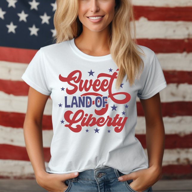 Frihet 4 juli Patriotic Land T Shirt (Sweet Land of Liberty 4th of July Patriotic T-Shirt)