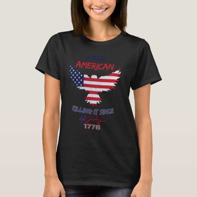 Frihet america dödade den den 4 juli 1776 oberoend t shirt (Framsida)