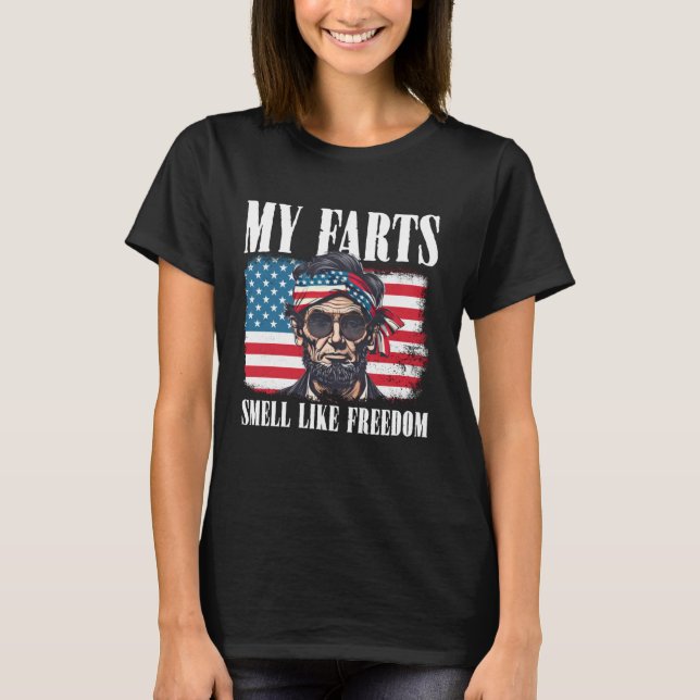 Frihet Amerikansk Flagga 4:e Juli Självständighet  T Shirt (Framsida)