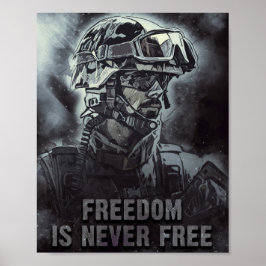 Frihet är aldrig fritt militärt och soldat citat poster