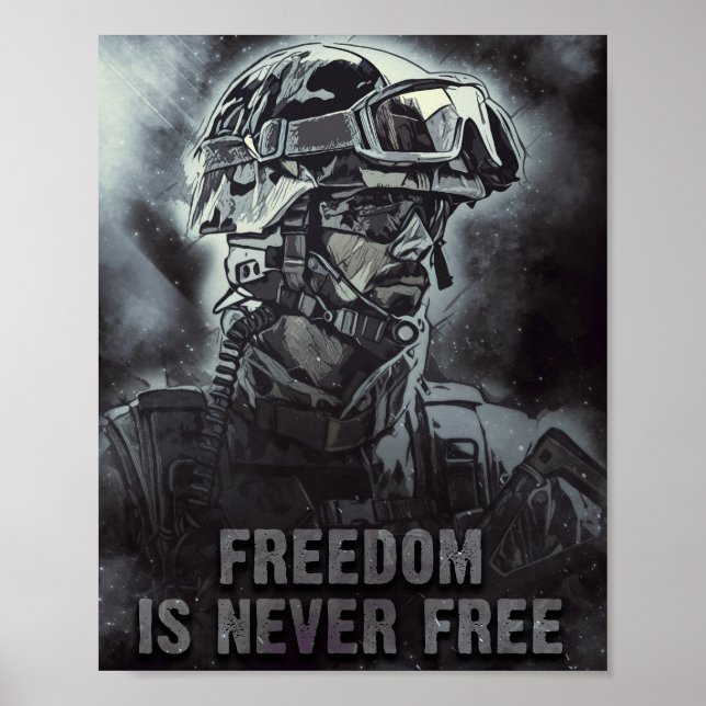 Frihet är aldrig fritt militärt och soldat citat poster (Framsidan)