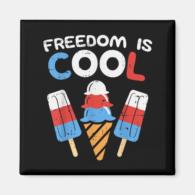 Frihet Är Cool Glass Rolig USA 4:e Juli Magnet (Framsidan)