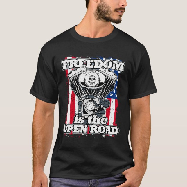 Frihet är den öppna vägen mot amerikanska Biker T-shirt (Framsida)