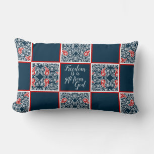 "Frihet är en gåva från Gud" Paisley Pillow Lumbarkudde