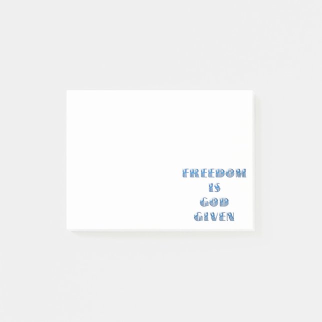 Frihet är Gud given, blå Post-it Block (Framsida)