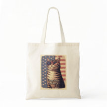 Frihet är Hårig - Retro Patriotic Cat Tote Bag