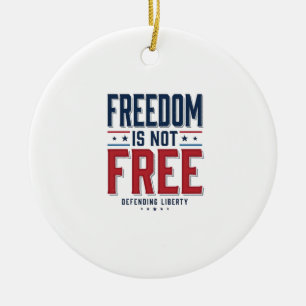 Frihet är inte gratis patriotisk vintage skjorta d julgransprydnad keramik