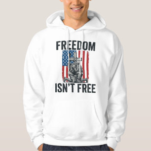 Frihet är inte gratis Patriotiskt soldatminnesmärk Hoodie
