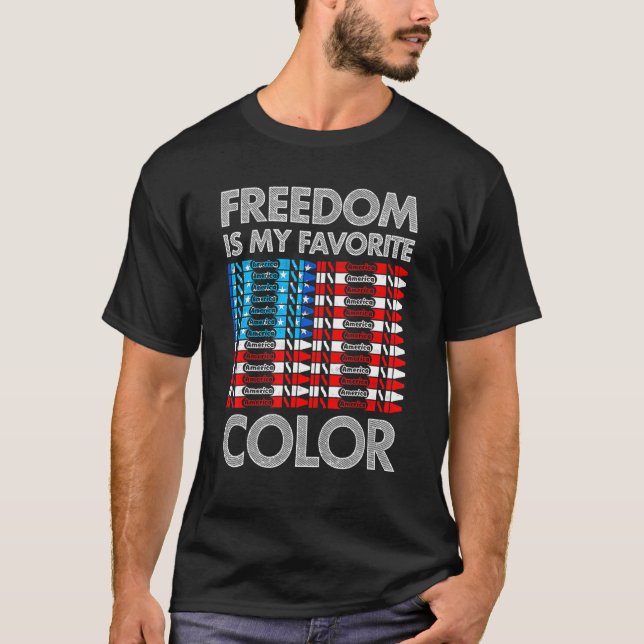 Frihet är min favorit i Färg Veterans American Fla T Shirt (Framsida)