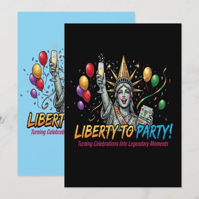 Frihet att festa Staty för Frihet Celebrering  Inbjudningar (Fram/baksida)