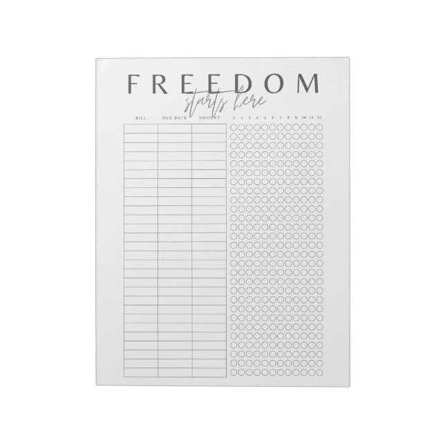 Frihet Börjar Här | Enkel Elegant Minimalistisk  Anteckningsblock (Roterad)