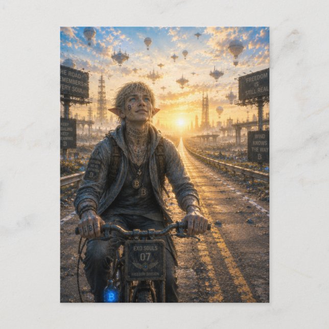 Frihet / Cyklist / Tom Huvudled Vykort (Framsida)