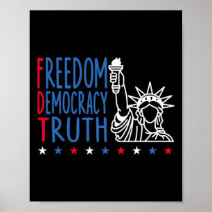 Frihet Demokrati Sanning Patriotisk Usa Flagga 4:e Poster
