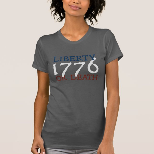 Frihet eller död - vit 1776 t shirt (Framsida)
