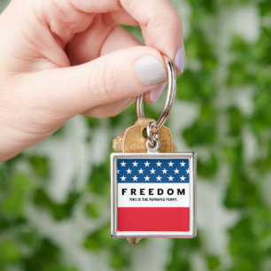 Frihet en sann patriot fyrkantig silverfärgad nyckelring