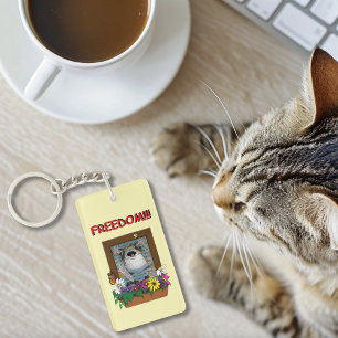 Frihet Flykt Rolig Katt Gul Blommig Fönster