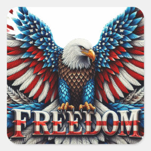 Frihet för amerikanska Örn Patriotic USA flagga Fyrkantigt Klistermärke