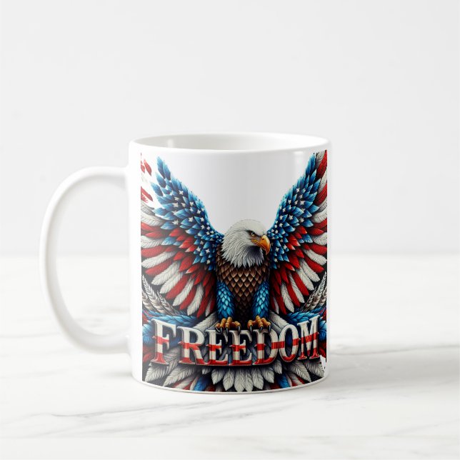 Frihet för amerikanska Örn Patriotic USA flagga Kaffemugg (Vänster)