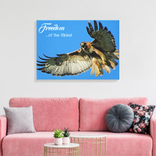 Frihet för den rödstjärtade hawk i Himlar Canvastryck