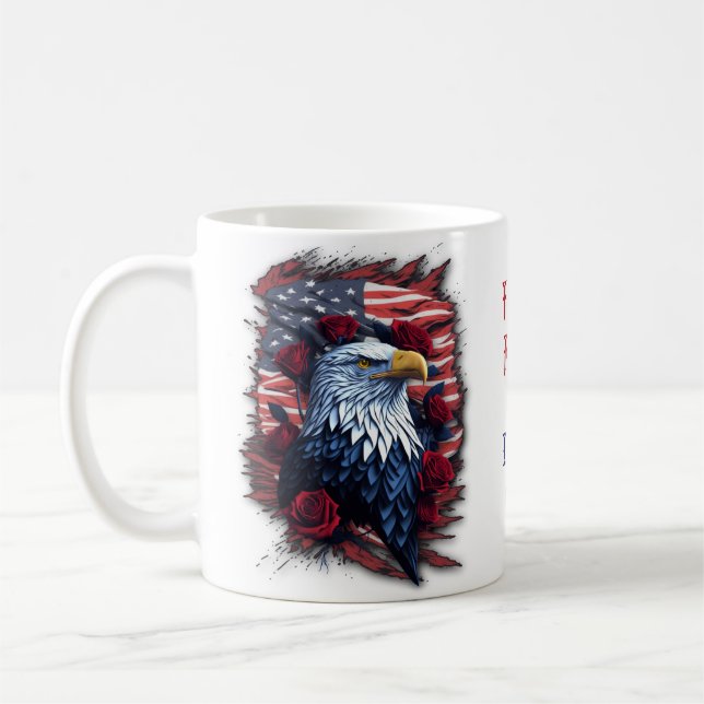 Frihet För Evigt Frihet För Alla Patriotisk Örn Kaffemugg (Vänster)