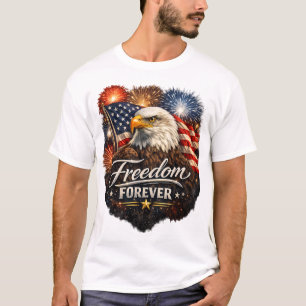 Frihet för evigt – Realistisk Vit Örn 4:e Juli T Shirt