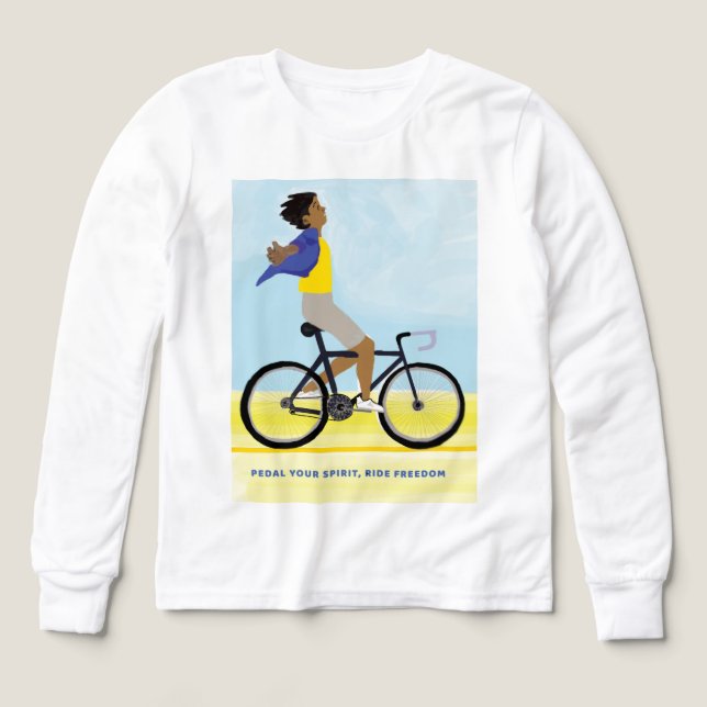 Frihet för Hjul | Lycklig Boy Riding Bicycle T Shirt (Design framsida)