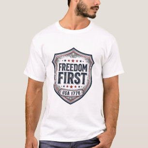 Frihet Först Patriotisk Sköld Vintage T-Shirt_1 T Shirt