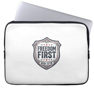 Frihet Först Patriotisk Sköld Vintage Tröja_1 Laptop Fodral