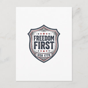 Frihet Först Patriotisk Sköld Vintage Tröja_1 Vykort