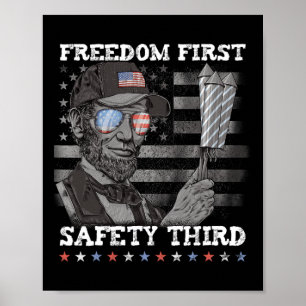 Frihet Först Säkerhet Tredje Fyrverkerier 4 Juli L Poster