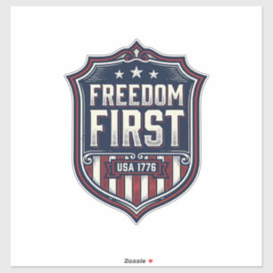 Frihet Först USA 1776 Patriotisk Sköld T-Shirt De Klistermärken