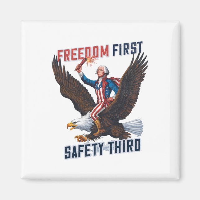 Frihet första säkerhet Tredje juli Patriotic V Magnet (Framsidan)