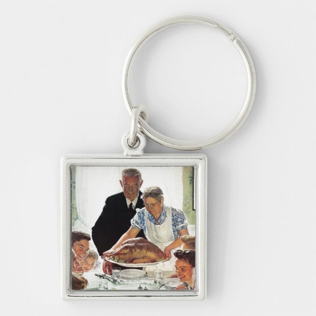 Frihet från att vilja fyrkantig silverfärgad nyckelring (Framsidan)