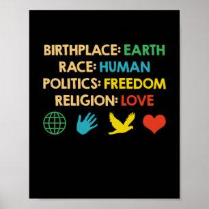 Frihet från Birplace Earth Tävling Human Politik Poster
