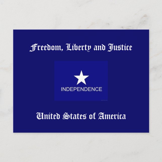 Frihet, frihet och rättvisa vykort (Framsida)