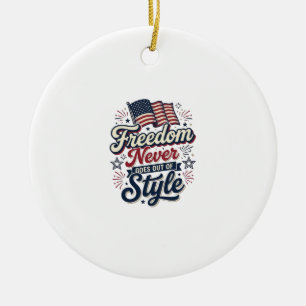 Frihet Går Aldrig Ur Stil Patriotisk Tröja De Julgransprydnad Keramik