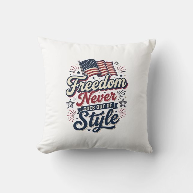 Frihet Går Aldrig Ur Stil Patriotisk Tröja De Kudde (Framsida)
