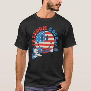 Frihet Går Hippie Ansikte Rock Gitarr Groovy 4:e j T Shirt