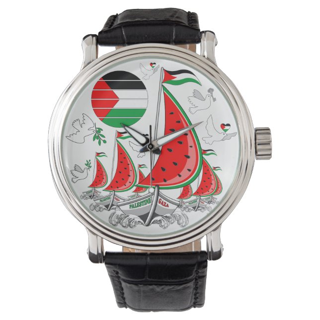 Frihet Global Sumud Flotilla Boats till Gaza Armbandsur (Framsida)