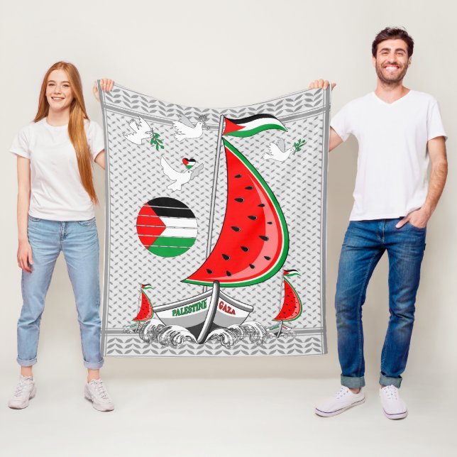 Frihet Global Sumud Flotilla Boats till Gaza Fleecefilt (På plats)