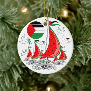 Frihet Global Sumud Flotilla Boats till Gaza Julgransprydnad Keramik