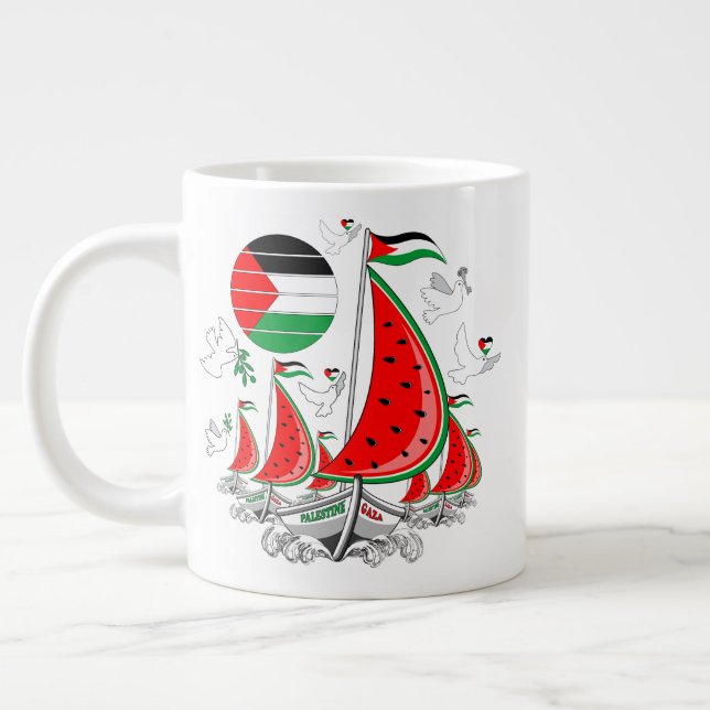 Frihet Global Sumud Flotilla Boats till Gaza Jumbo Mugg (Vänster)