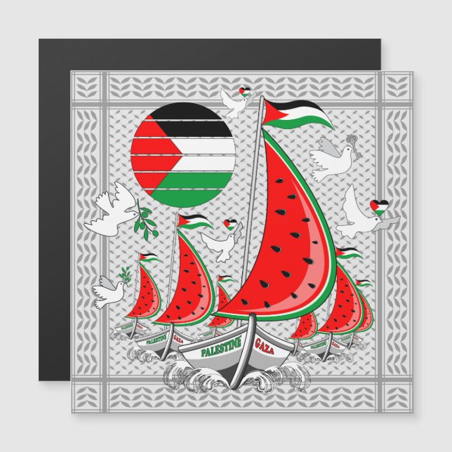 Frihet Global Sumud Flotilla Boats till Gaza Magnetisk Inbjudningskort (Fram/baksida)