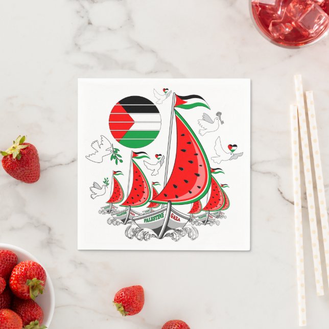 Frihet Global Sumud Flotilla Boats till Gaza Pappersservett (Insitu)